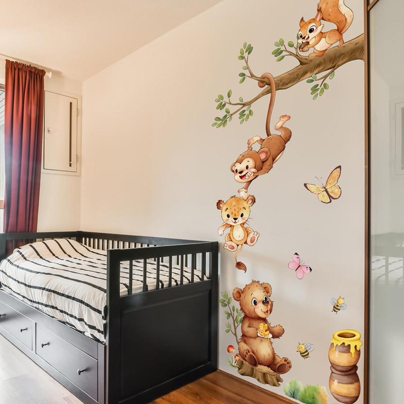 Animal Branches Cute Monkey Bu - đánh giá và giá Kids Educational Poster
