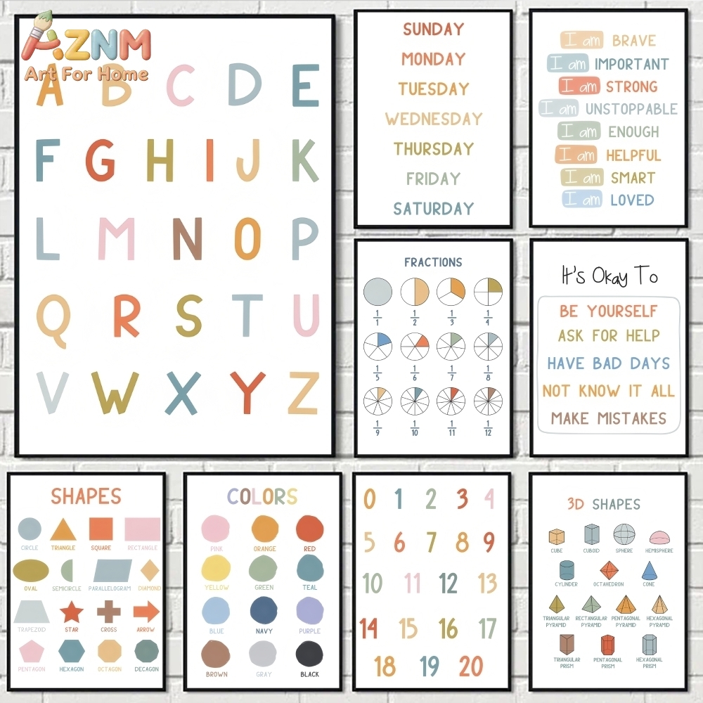 AZNM Educational Alphabet Numb - đánh giá và giá Kids Educational Poster